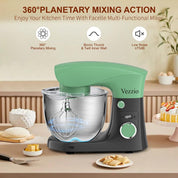 Small Stand Mixer 1500W – 10 Speed Food Mixer with 5.5L Bowl – Lightweight Dough Mixer for Baking & Cakes (Green Gray)