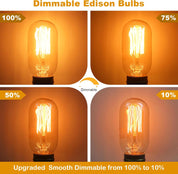 Vintage Edison Light Bulbs 40W T45 E27 Dimmable Warm White Retro Amber