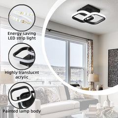 Modern ceiling light fixture in a living room with features highlighted.