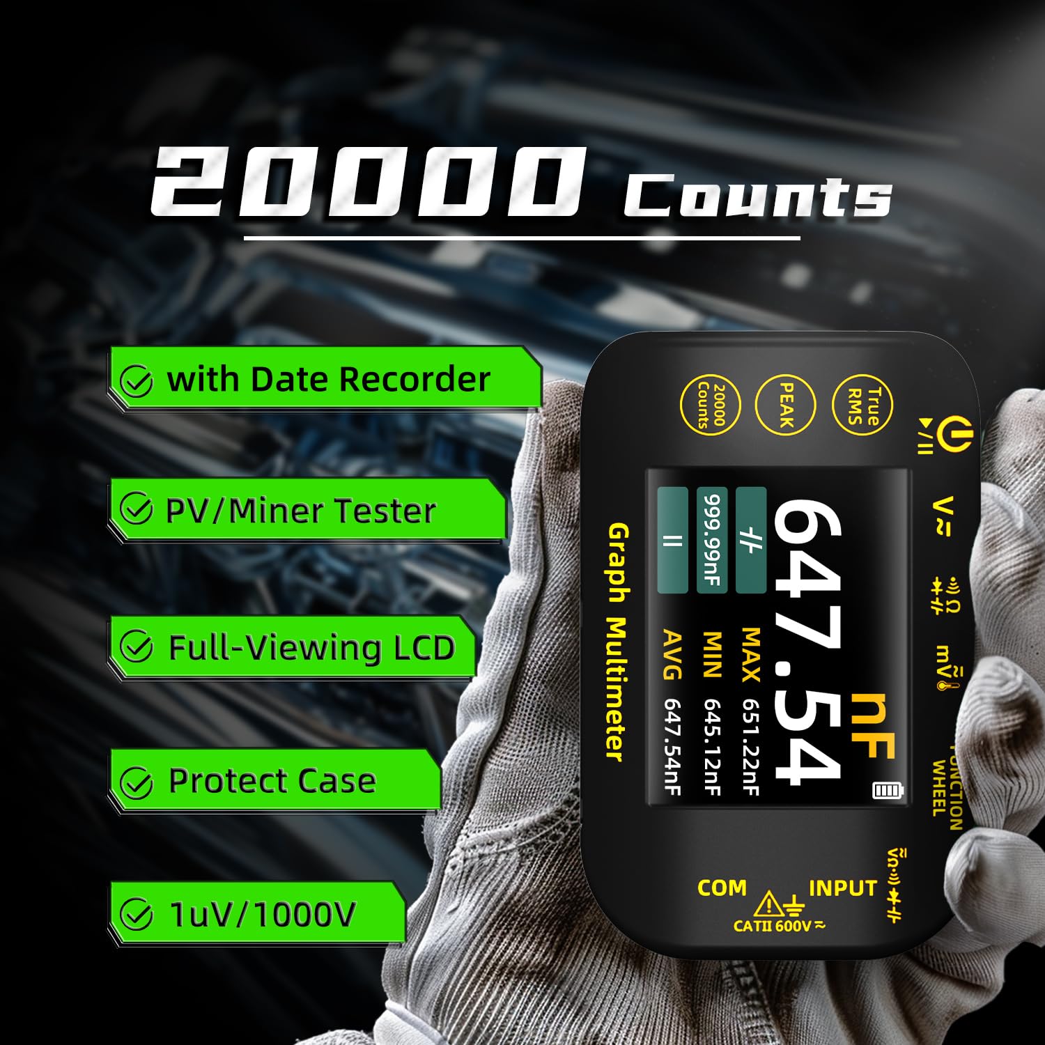 Digital Multimeter Tester 20000 Counts with Recording Mode