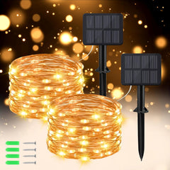 Solar String Lights Outdoor, 6M/20Ft 60 LED Solar Lights Outdoor Garden Waterproof, 8 Modes Copper Wire Solar Fairy Lights Outdoor for Garden Patio Yard Balcony Party Wedding