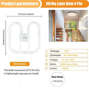 2-Pack 16W GR10Q 4-Pin CFL Bulbs, Warm White 3500K, Non-Dimmable, 950LM Energy-Efficient Light for Ceiling Fixtures