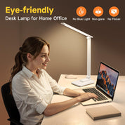 LED Desk Lamp with 15 Adjustable Modes, Dimmable Reading Light for Study, Bedside Lamp with Timer, Multi-Powered Office Desk Lamp, Black Desk Lamp for Home & Bedroom