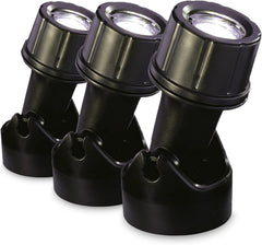 ultra bright led pond lights, fully submersible, waterproof, 1 watt (3 lights), with transformer and cables, black