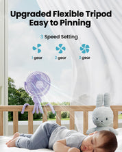 Gaiatop Mini Electric Fan with 360 Rotation, 5.5mm Gaps, Rechargeable Battery, 3 Speeds, Purple