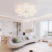 Ceiling light fixture with remote control interface in a room setting