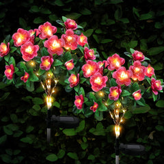 FWLWTWSS Solar Garden Lights - 2 Pack Rhododendron Design, Purple, Waterproof Solar Lights with 21 Blooming Flowers, Outdoor Garden Ornaments