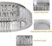 Modern Crystal Ceiling Light LED Chandelier Flush Mount with Remote