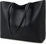 Ladies PU Leather Tote Bag – Simple Work, School & Shopping Handbag with Zipper Pocket