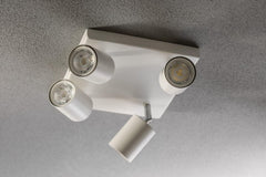Modern 4 Way GU10 Ceiling Spotlights Adjustable White Square Fitting