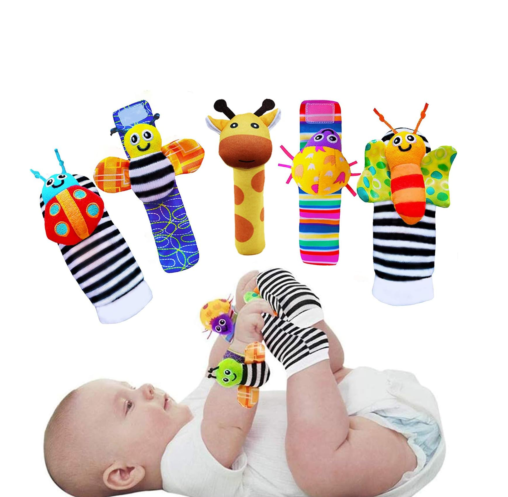 Finger Rattle Infants Baby Foot Finders & Wrist Rattles – Developmental Sensory Toys for Inf ...