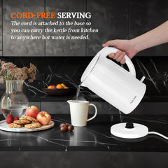 Taylor Swoden 1.5L Electric Kettle – Double Wall Insulated Cordless Kettle, 2200W Fast Boil, Cool Touch, Quiet Boiling, White