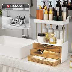 Makeup Organiser – 2-Tier, 3 Drawers Vanity & Cosmetic Storage for Bathroom