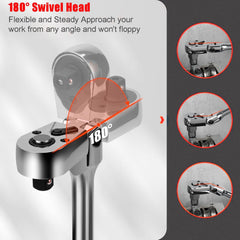 Flex Head Ratchet Wrench Set 6PCS with Extension Bars