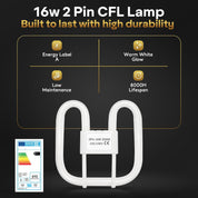 16W 2D Square CFL GR10q 2-Pin Bulb 3500K