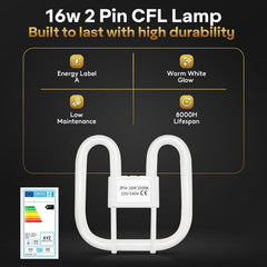 16W 2D Square CFL GR10q 2-Pin Bulb 3500K