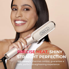 2-in-1 Hair Straightener Brush UK, Anti-Scald, Fast Heating, 5 Temp Settings