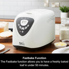 Fastbake Breadmaker 48281 – 12 Programmes, 1.5lb & 2lb Loaves, 13Hr Delay Timer, Keep Warm Function – UK