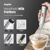 Milk Frother Stainless Steel – Portable Electric Whisk Coffee Stirrer-Silver