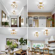 LED Ceiling Light, Elegant Gold Curved Design with 4 Strips, 22W Modern Ceiling Fixture for Hallway, Office, Bedroom, Kitchen, Living Room, Dining Room (Cool White 6000K)