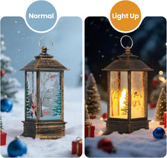 Santa Christmas lantern with flickering LED candle