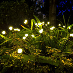 2-Pack 16 LED Solar Firefly Lights, Outdoor Garden, Waterproof, Warm White, for Christmas Decorations, Party, Pathway, Fence, Yard, and Landscape Ornaments