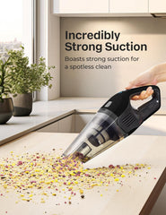 Cordless Handheld Vacuum Cleaner, 8Kpa Powerful Suction Portable Mini Vacuum with 25–30Mins Runtime, Quick Rechargeable Battery for Home, Car, Carpet, Stairs & Pet Hair Cleaning