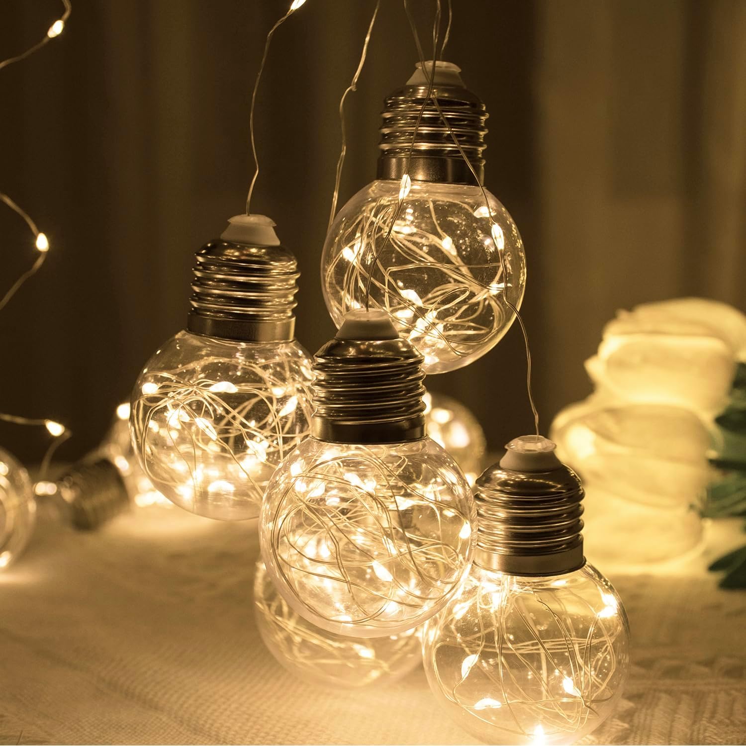 Wishing Ball Curtain Lights 200 LED Warm White Fairy String Lights with Remote