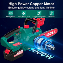 HYCHIKA Power Tool Combo Kit, Mini Chainsaw Cordless, 8 Inch Brushless Electric Chainsaw, 18V Cordless Chain Saws, 18V Battery, Charger, Hand Chiansaw for Tree, Garden, Wood Cutting