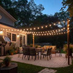 107ft Dimmable Outdoor String Lights, 32x1w Led Bulbs Remote Control Festoon Lights Outdoor (Low Voltage, E26 Socket)