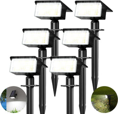 Solar Spot Lights Outdoor Garden, [6 Packs/75 LED] Solar Lights Outdoor with 4 Modes, Waterproof, Auto On/Off, 2-in-1 6500K Solar Landscape Spotlight for Pathway Driveway Yard Porch (Cool White)