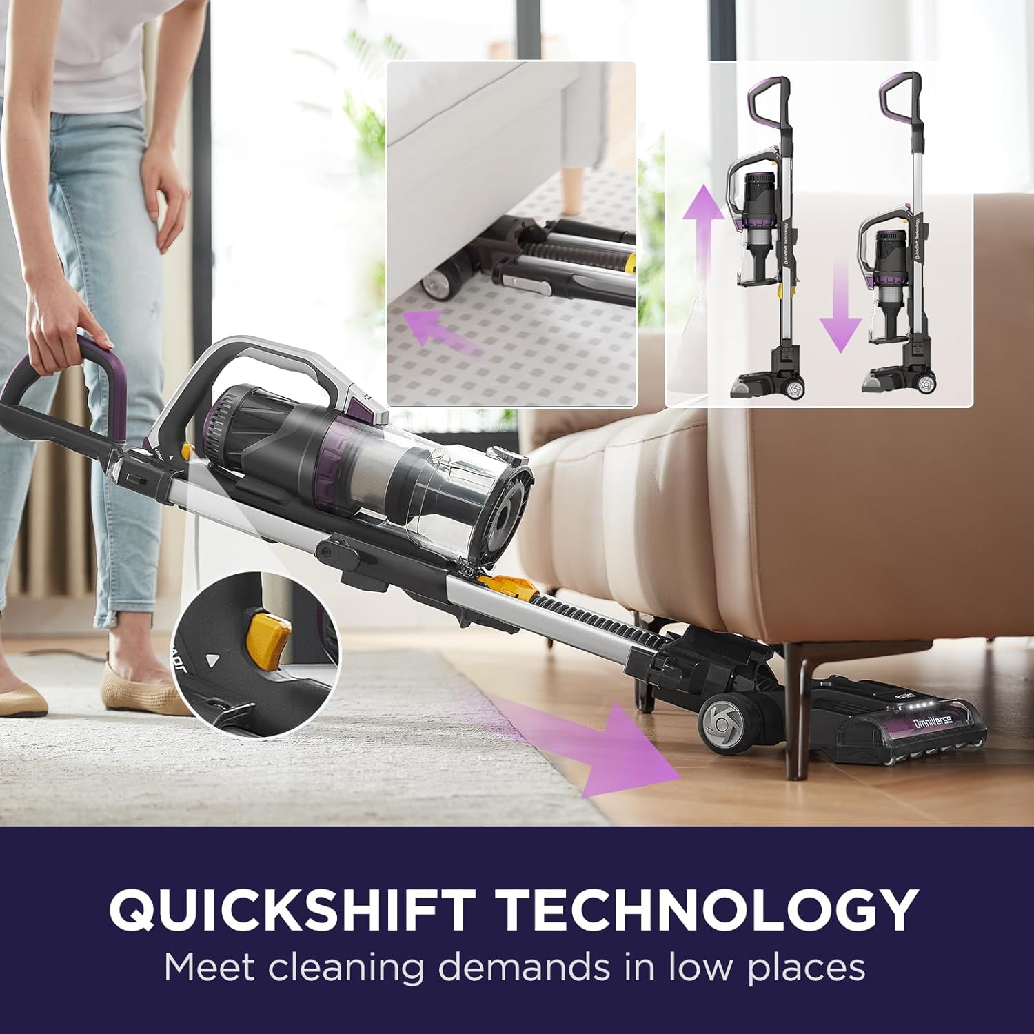 EUREKA NEU800 Upright Vacuum Cleaner Black & Purple 1.3L
