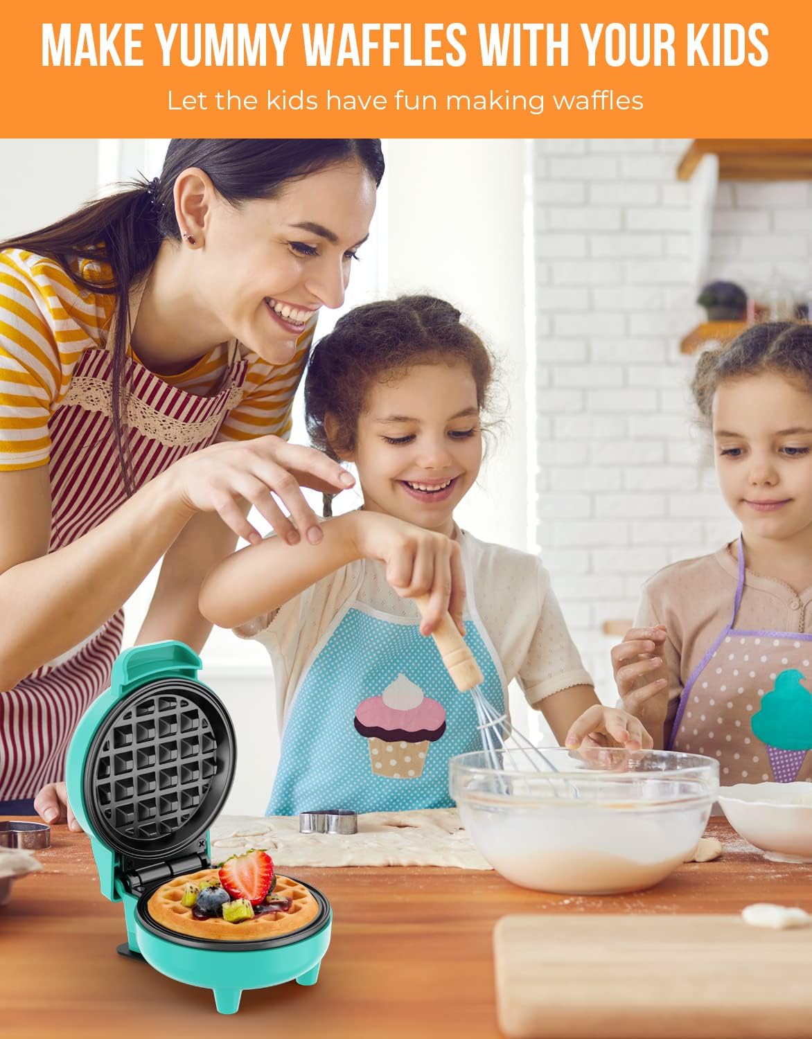 Blazant Mini Waffle Maker – 4 Inch Nonstick Compact Waffle Iron, 550W, Portable Breakfast Chaffle & Snack Maker, Blue