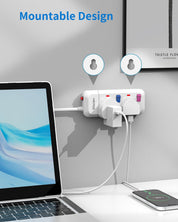 2-Way Extension Lead with Individual Switches, Overload Protection & 1.5M Wall-Mount Cable