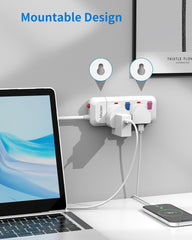 2-Way Extension Lead with Individual Switches, Overload Protection & 1.5M Wall-Mount Cable