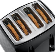 Russell Hobbs Honeycomb 4 Slice Toaster – Extra Wide Slots, 6 Browning Levels, High Lift, Frozen/Cancel/Reheat, 1500W, Black Gloss Finish