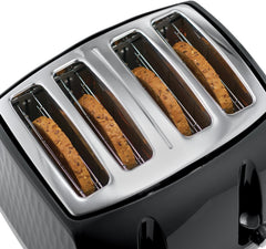 Russell Hobbs Honeycomb 4 Slice Toaster – Extra Wide Slots, 6 Browning Levels, High Lift, Frozen/Cancel/Reheat, 1500W, Black Gloss Finish