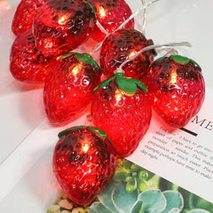 Strawberry String Lights, 59inch 10pcs Fruit Strawberry Lights Festival Garden Lights Battery Operated String Light