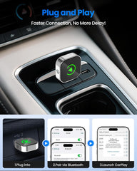 2025 Upgraded Wireless CarPlay Adapter – Plug & Play Converter for iPhone iOS 10+