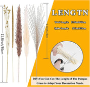90Pcs Natural Dried Pampas Grass Bouquet – Fluffy Boho Flowers for Home & Wedding Décor
