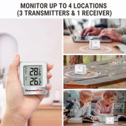 TP200C Wireless Indoor Outdoor Thermometer with Rainproof Sensor, 150m Range, Greenhouse & Garden Temperature Monitor