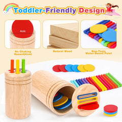 Montessori Wooden Color Sorting Toy – Educational Sensory Travel Toy for Ages 1–3