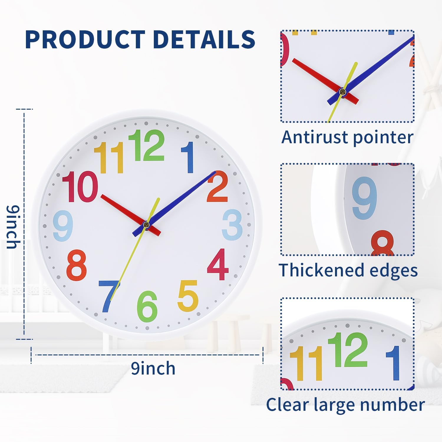 “8.5'' Silent Non-Ticking Wall Clock – Modern Quartz Battery Operated Home Decor”