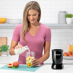 Blender 600 Series 7 Piece Kit Black – 600W Personal Smoothie Maker with 20,000 RPM Power Base, Blends Frozen Fruit, Nuts & Ice – Includes Tall & Short Cups, Handled Ring & Lid