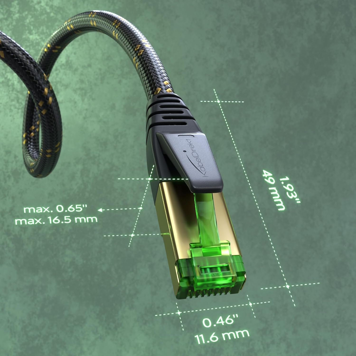 Cat 7 Ethernet Cable with ultra-secure triple shielding, internet & LAN cord, Nylon braided – 0.5m (Break-proof network cable, 10Gbit/s for maximum fibre optic speed, RJ45 plug) – CableDirect