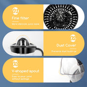 Electric Citrus Juicer 700ml Bowl Two-Way Rotation with 2 Cones Black