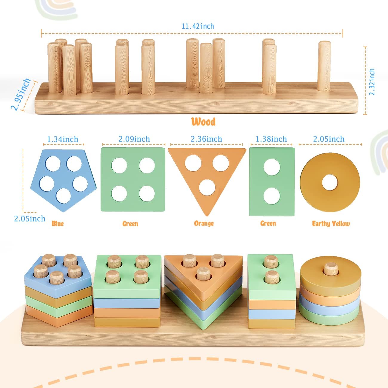 Wooden Shape Sorter Montessori Toy for Toddlers 1–3 Years | Educational Sensory Learning Toy for Boys & Girls