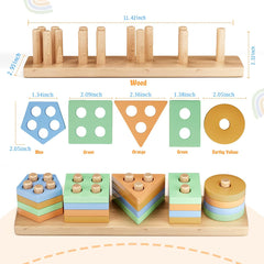 Wooden Shape Sorter Montessori Toy for Toddlers 1–3 Years | Educational Sensory Learning Toy for Boys & Girls