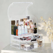 X-Large Acrylic Makeup Organiser Box with Drawers, Waterproof Dustproof Storage Case