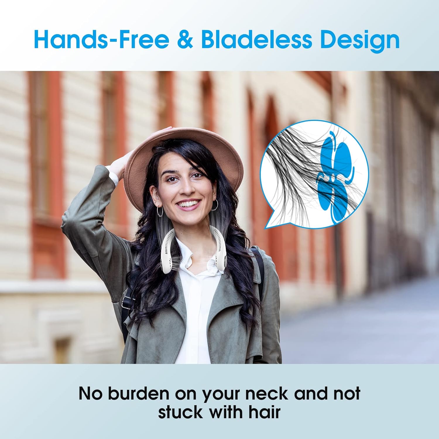Neck Fan Bladeless 360° Rechargeable White